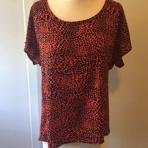 Pleione Nordstrom Coral & black kimono sleeve top
